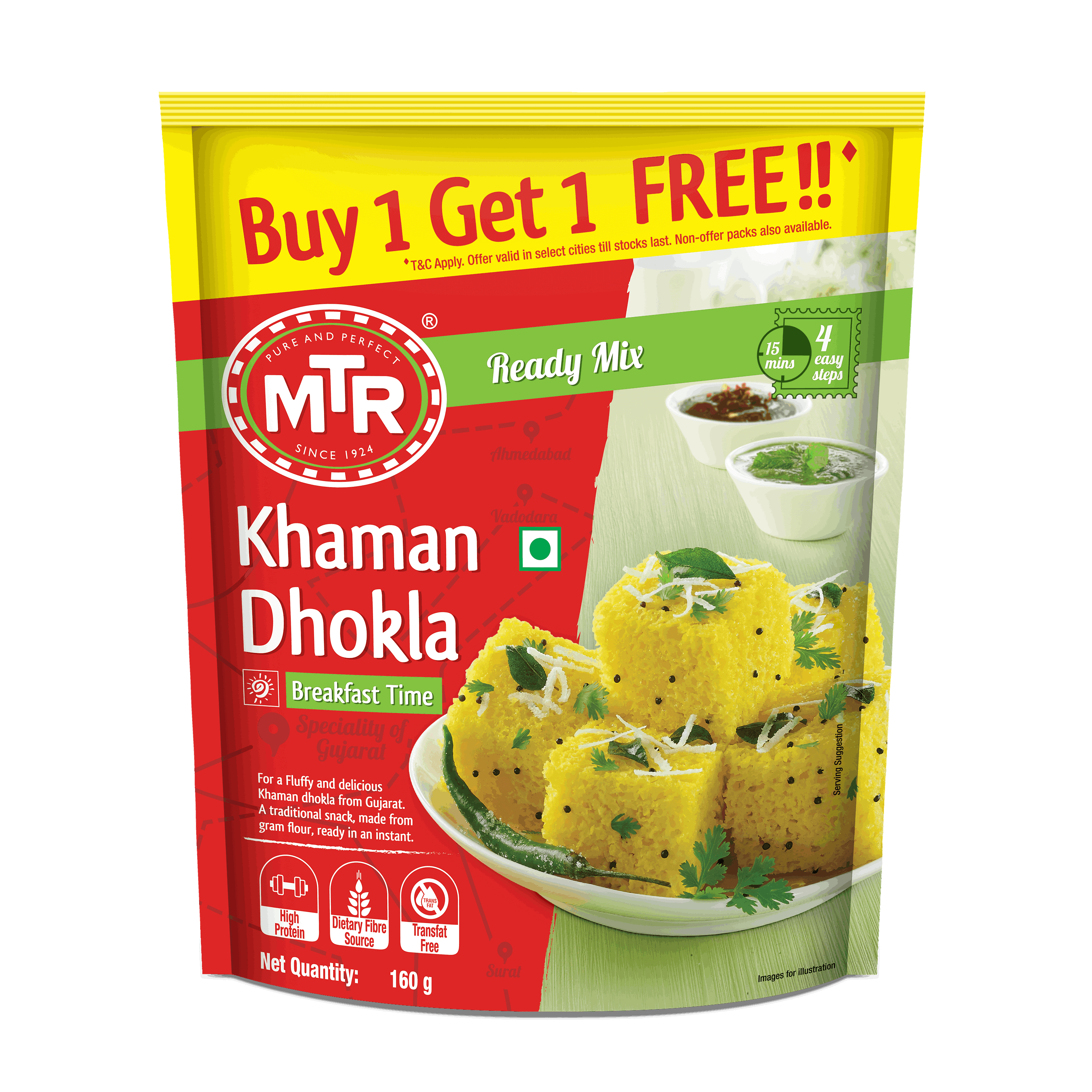 MTR Khaman Dhokla Mix 160g (Buy 1 Get 1 Free Pack) combo pack