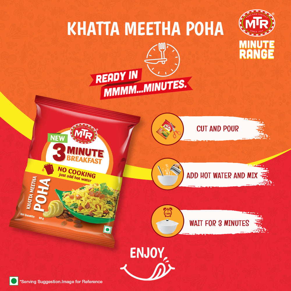 Mtr 3 Minute Khatta Meetha Poha Pouch 60g 