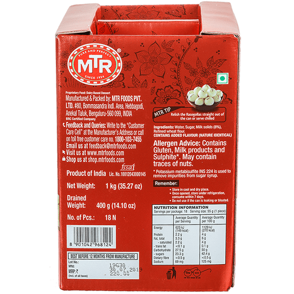 MTR Rasogolla Festival Pack 1 kg