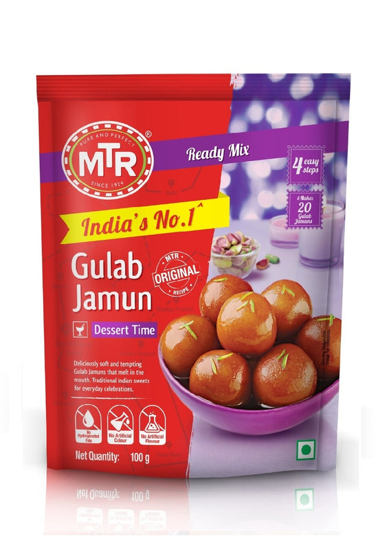 MTR gulab jamun mix 100g packet, front view