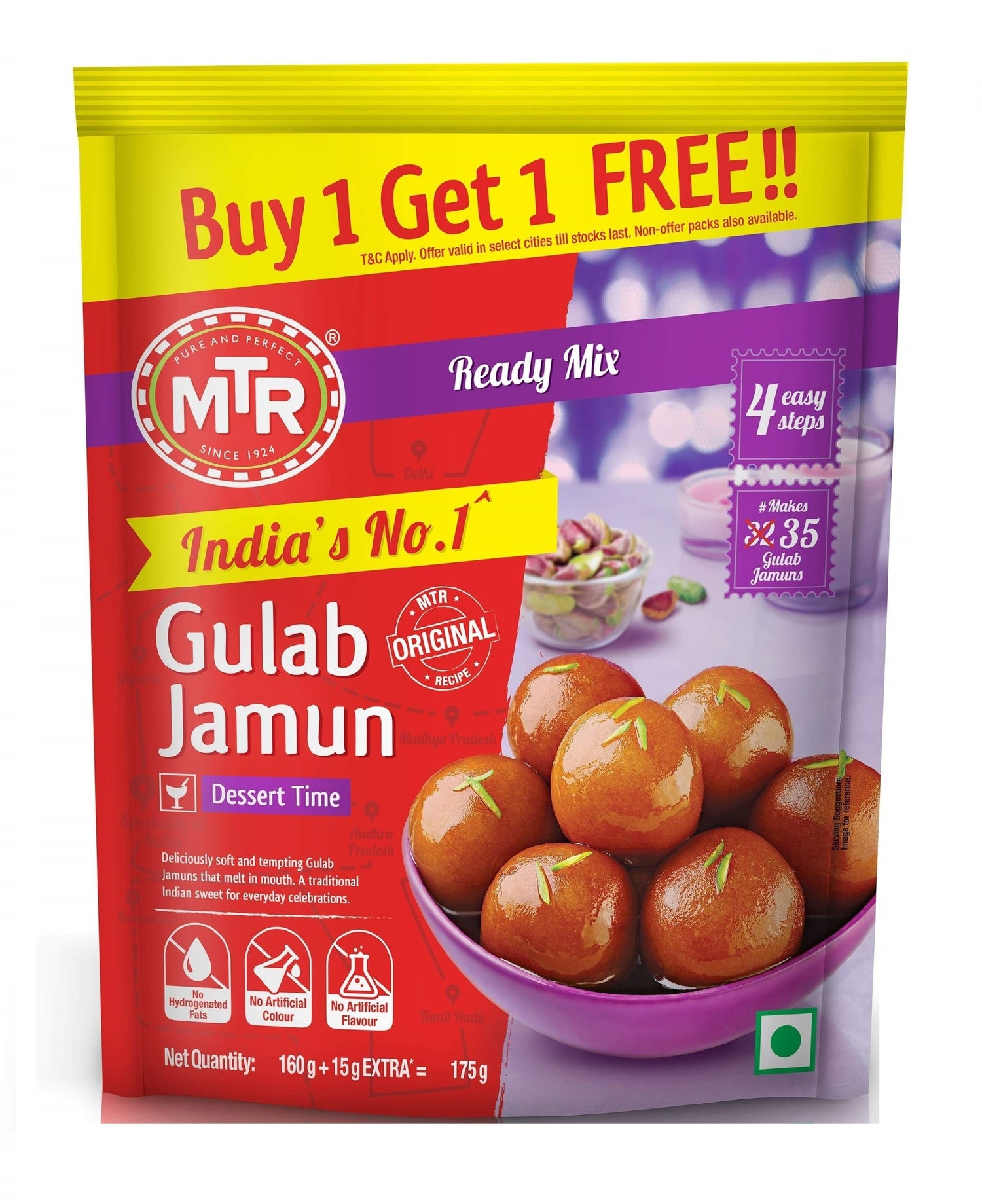 MTR Gulab Jamun Mix 175g - Buy 1 Get 1 Free Pack